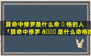 算命中修罗是什么命 ☘ 格的人「算命中修罗 🐟 是什么命格的人呢」